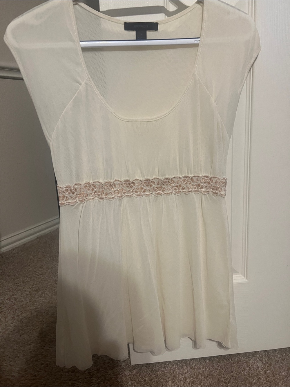 Express Cream Lace-Trim Chemise
